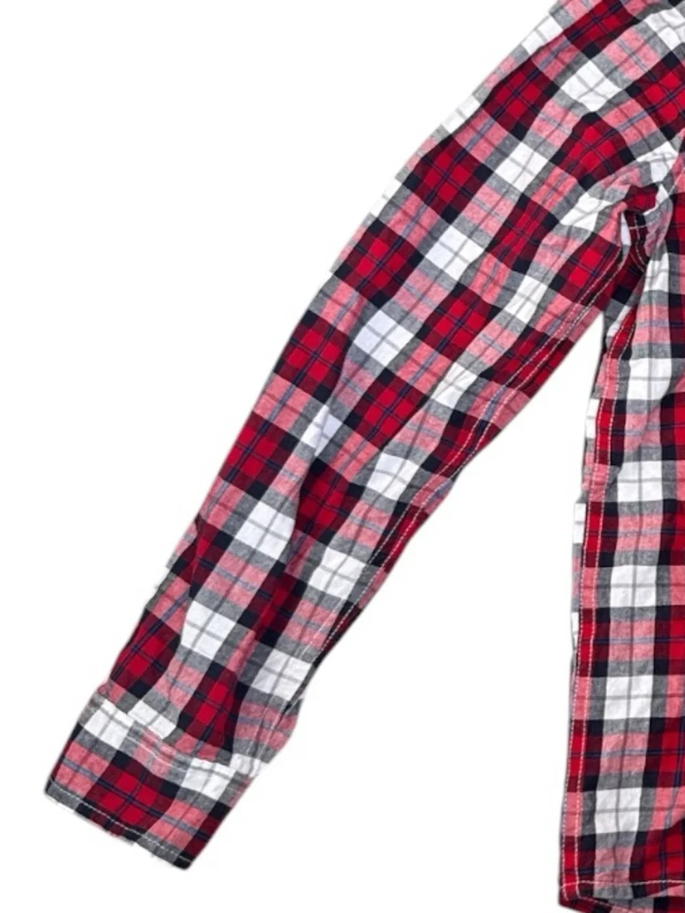 The Children’s Place Boys Plaid Button Front Shirt Red White Blue Size Large